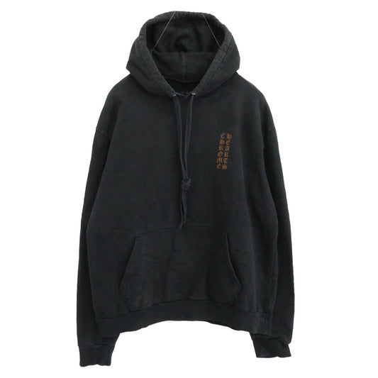 CHROME HEARTS クロムハーツ（原本無） SWTSHRT PLVR ブラウンレター プリント プルオーバー フーディ パーカー ブラック系 M【中古】