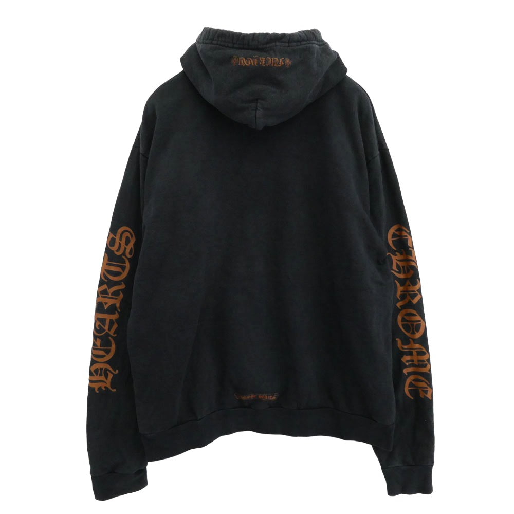 CHROME HEARTS クロムハーツ（原本無） SWTSHRT PLVR ブラウンレター プリント プルオーバー フーディ パーカー ブラック系 M【中古】