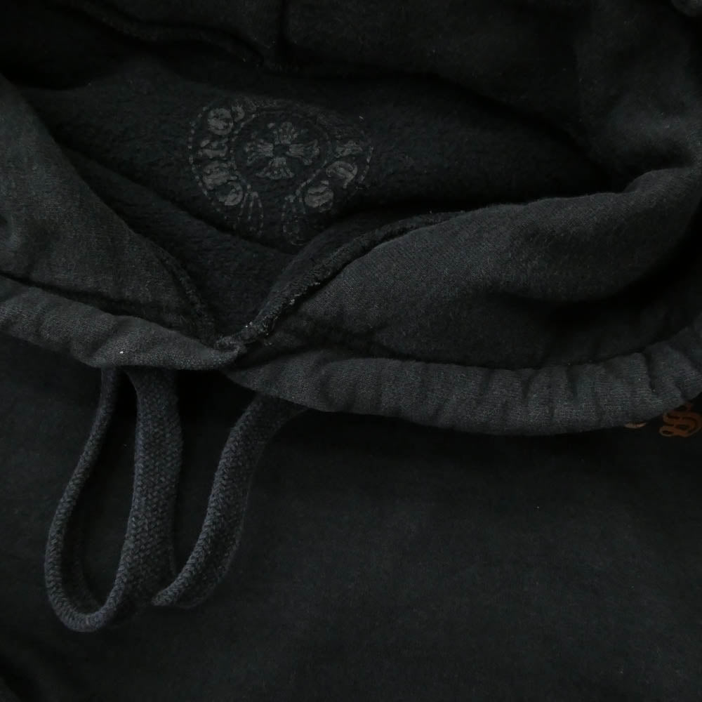 CHROME HEARTS クロムハーツ（原本無） SWTSHRT PLVR ブラウンレター プリント プルオーバー フーディ パーカー ブラック系 M【中古】