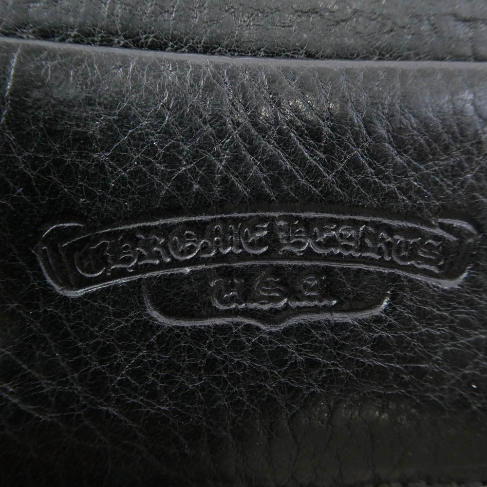 CHROME HEARTS クロムハーツ（原本無） WAVE WALLET ウェーブ ウォレット クロスボールボタン ダガージップ レザー 長財布 ブラック系【中古】