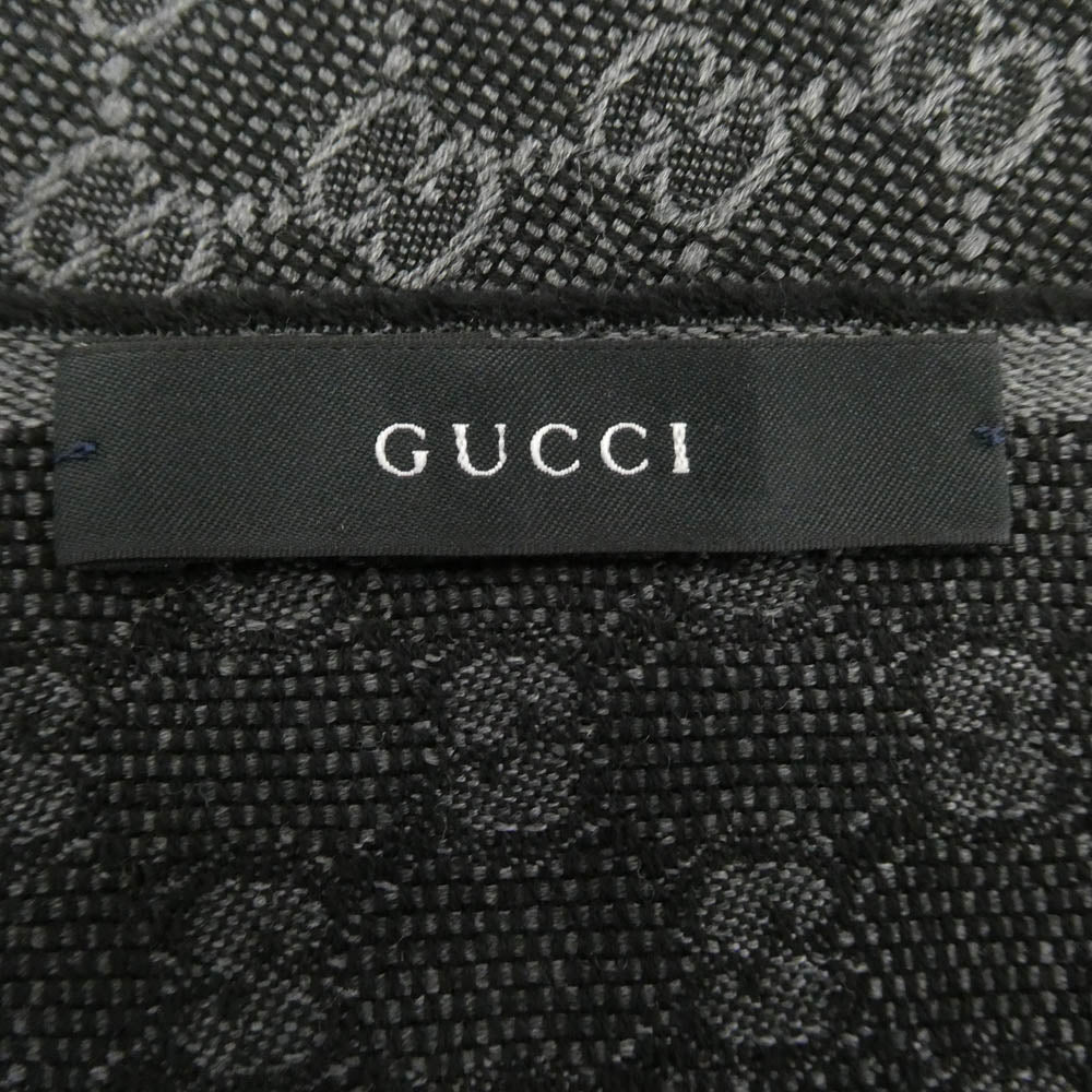 GUCCI グッチ GG ウール シルク ストール ダークグレー系【中古】