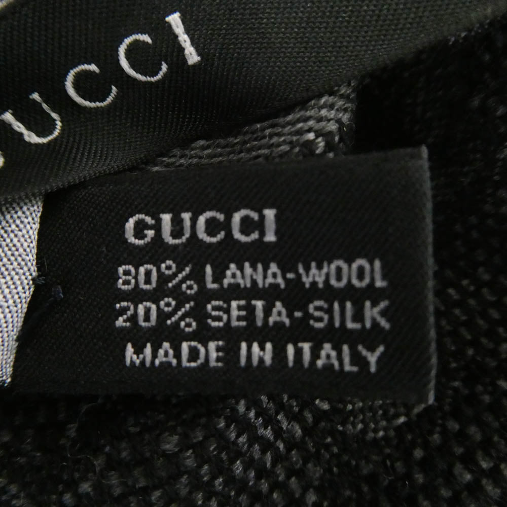 GUCCI グッチ GG ウール シルク ストール ダークグレー系【中古】