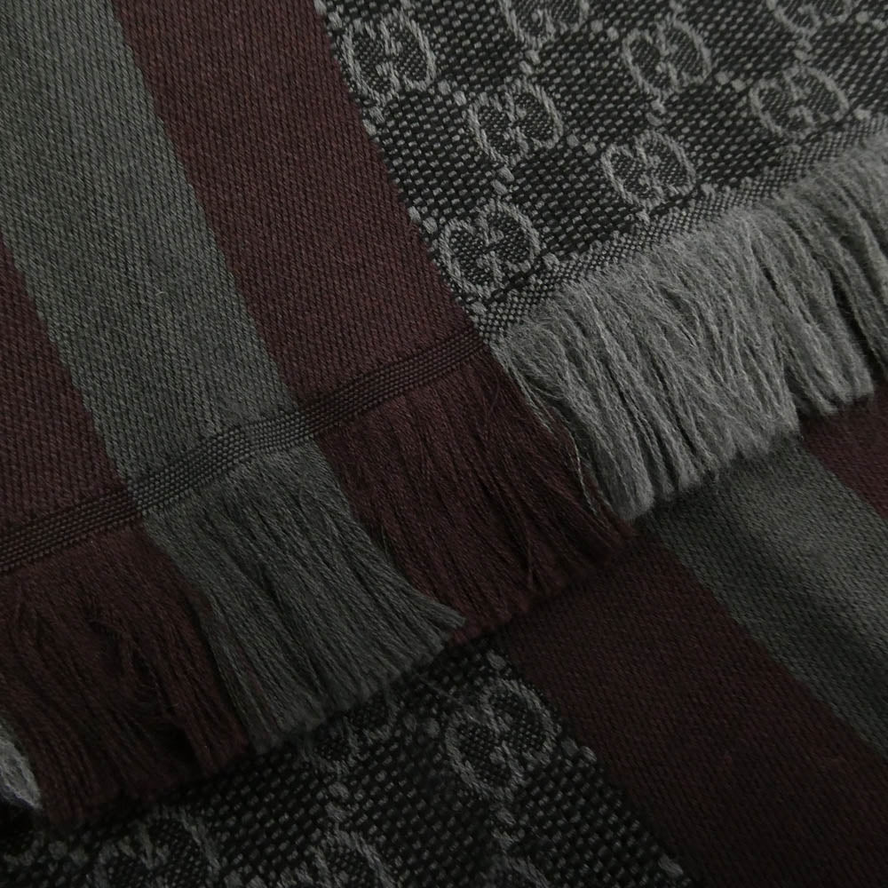 GUCCI グッチ GG ウール シルク ストール ダークグレー系【中古】
