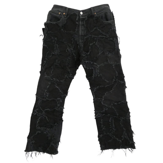 イノセンス INPWDM01 PATCHWORK DENIM PANTS パッチワーク ダメージ加工 ブラック デニムパンツ 32 ブラック系 32【中古】