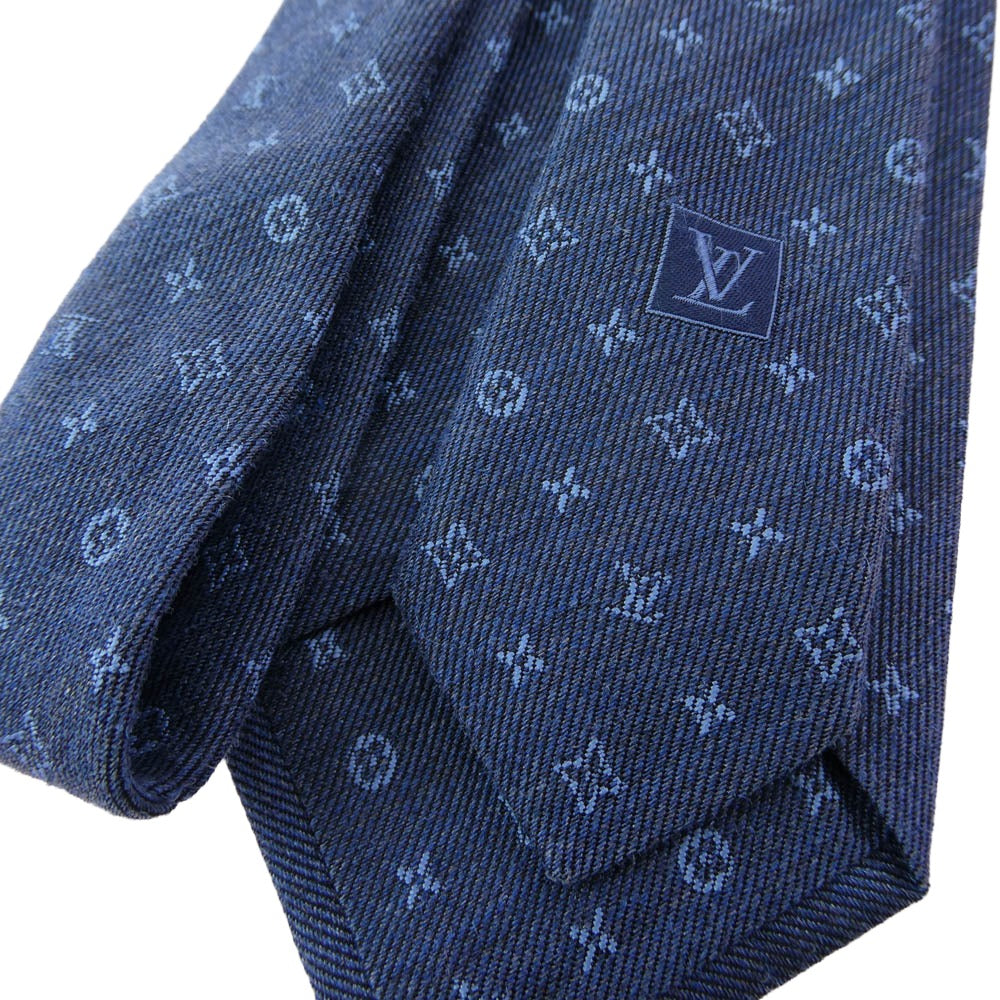 LOUIS VUITTON ルイ・ヴィトン M77087 モノグラム ジーンシー 総柄 ネクタイ ライトブルー系【中古】