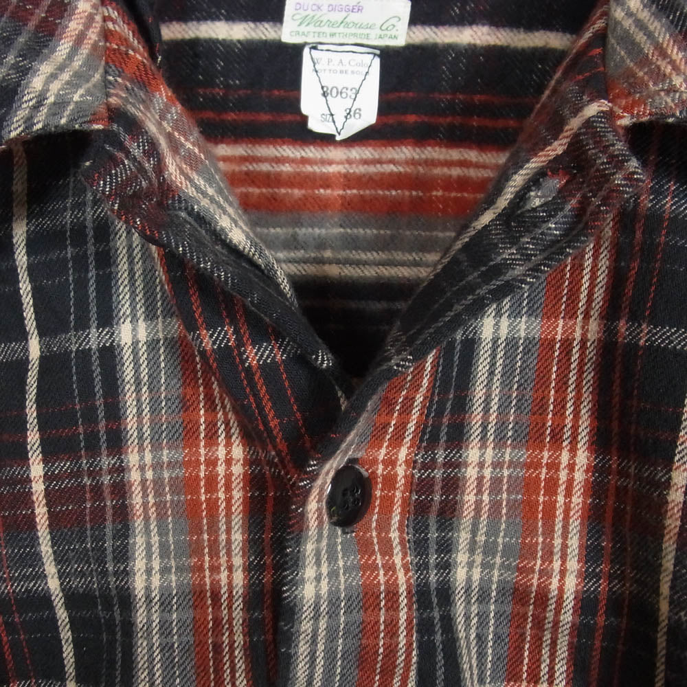 WAREHOUSE ウエアハウス Lot 3063 1930s WPA ONE POCKET PULLOVER FLANNEL SHIRTS RIGID ワンポケット プルオーバー フランネル シャツ レッド系 36【中古】