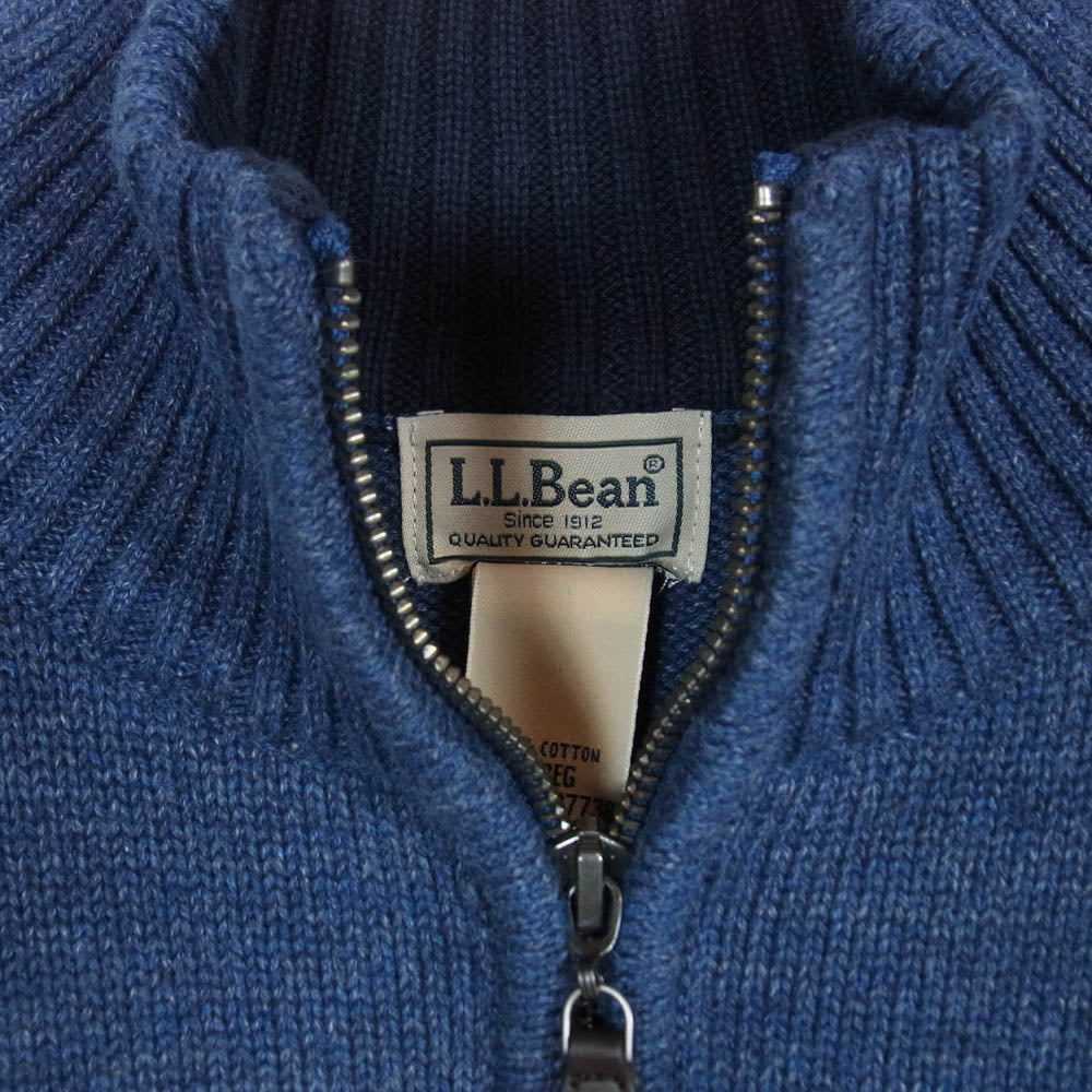 L.L.Bean エルエルビーン ハーフジップ コットンニット 長袖 セーター ブルー系 M【中古】