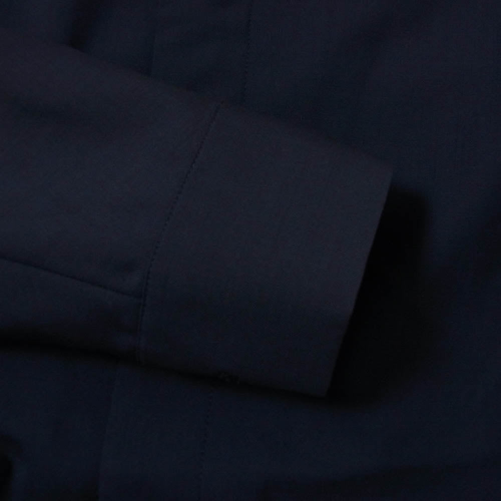 STEPHAN SCHNEIDER ステファンシュナイダー ウール 比翼 オープンカラー 開襟 長袖 シャツ ネイビー系 4【中古】