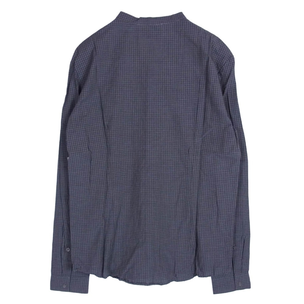 STEPHAN SCHNEIDER ステファンシュナイダー バンドカラー コットン チェック 長袖 シャツ ブルー系 4【中古】
