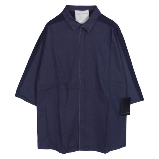 STEPHAN SCHNEIDER ステファンシュナイダー 比翼 コットン 半袖 シャツ ネイビー系 4【中古】