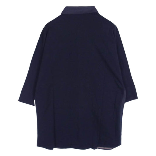 STEPHAN SCHNEIDER ステファンシュナイダー 比翼 コットン 半袖 シャツ ネイビー系 4【中古】