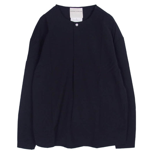 STEPHAN SCHNEIDER ステファンシュナイダー ウール ノーカラー 長袖 シャツ ブラック系 4【中古】