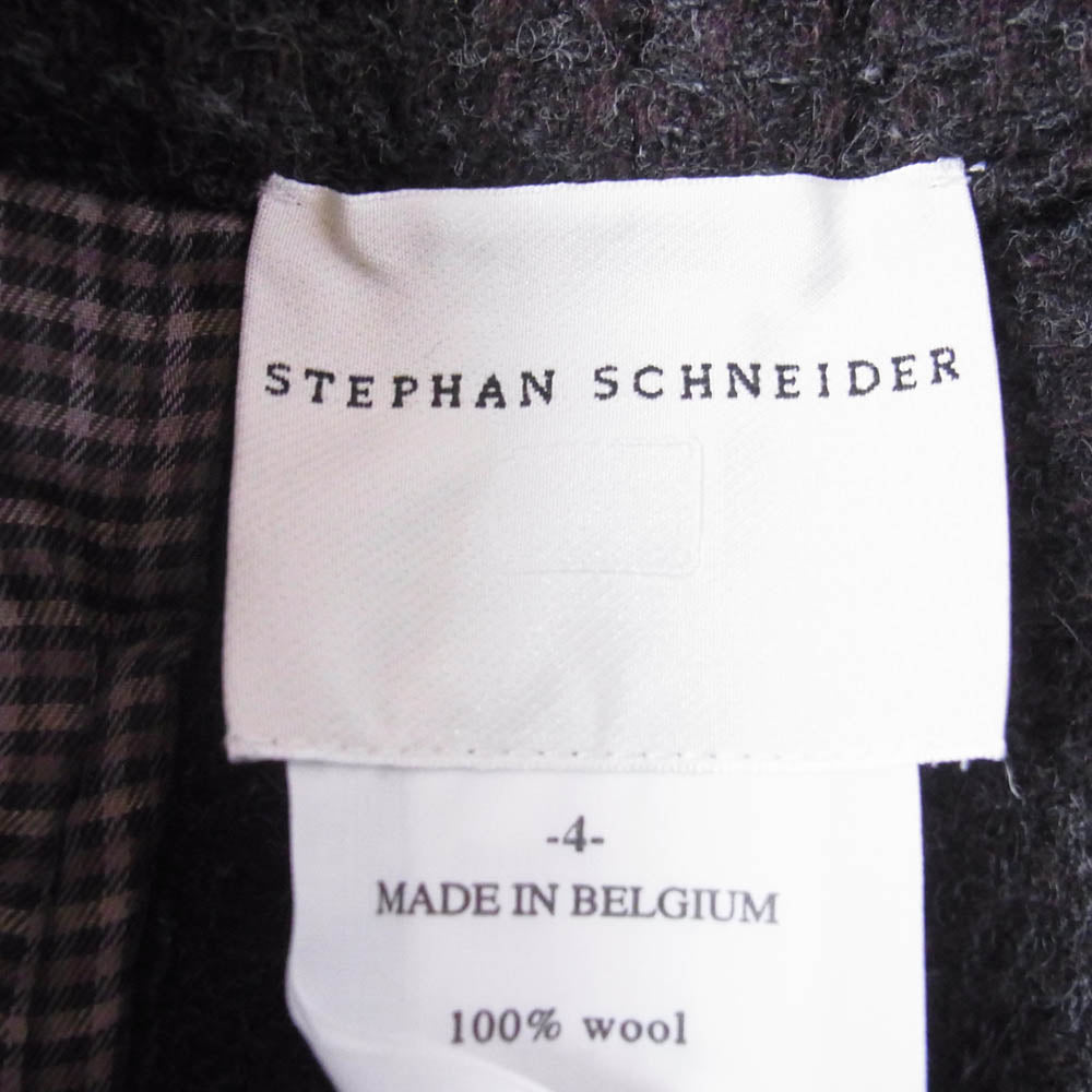 STEPHAN SCHNEIDER ステファンシュナイダー ウール ツイード 裾ダブル トラウザーズ パンツ ダークブラウン系 4【中古】