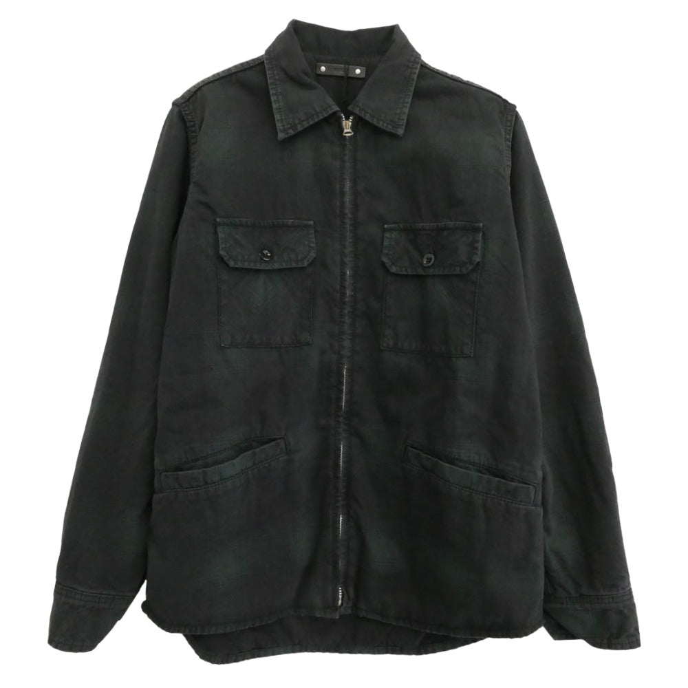 MINEDENIM マインデニム 2110-5003-47-012 Black Denim Check Quiltriner Shirt BZ チェック シャツ ブルゾン ブラック系 グリーン系 M 1【中古】