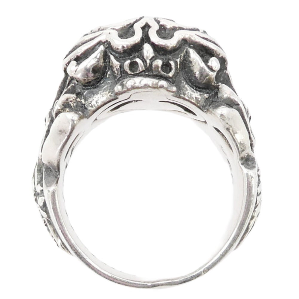 LEATHERS AND TREASURES レザーズアンドトレジャーズ BEYOND COOL販売証明書付属 スクロール ハート リング w/ストーンインレイ シルバー系 ブラック系 約15号【中古】