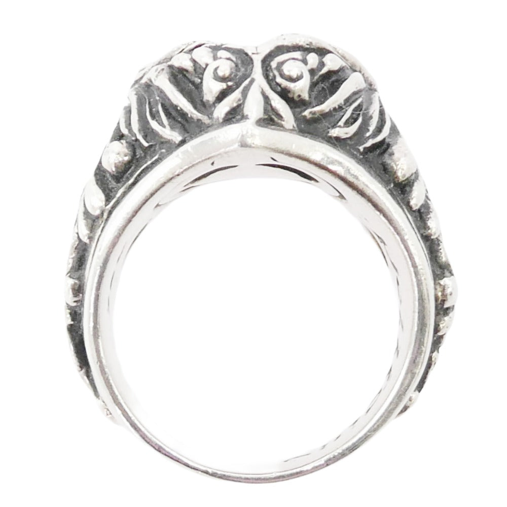 LEATHERS AND TREASURES レザーズアンドトレジャーズ BEYOND COOL販売証明書付属 スクロール ハート リング w/ストーンインレイ シルバー系 ブラック系 約15号【中古】