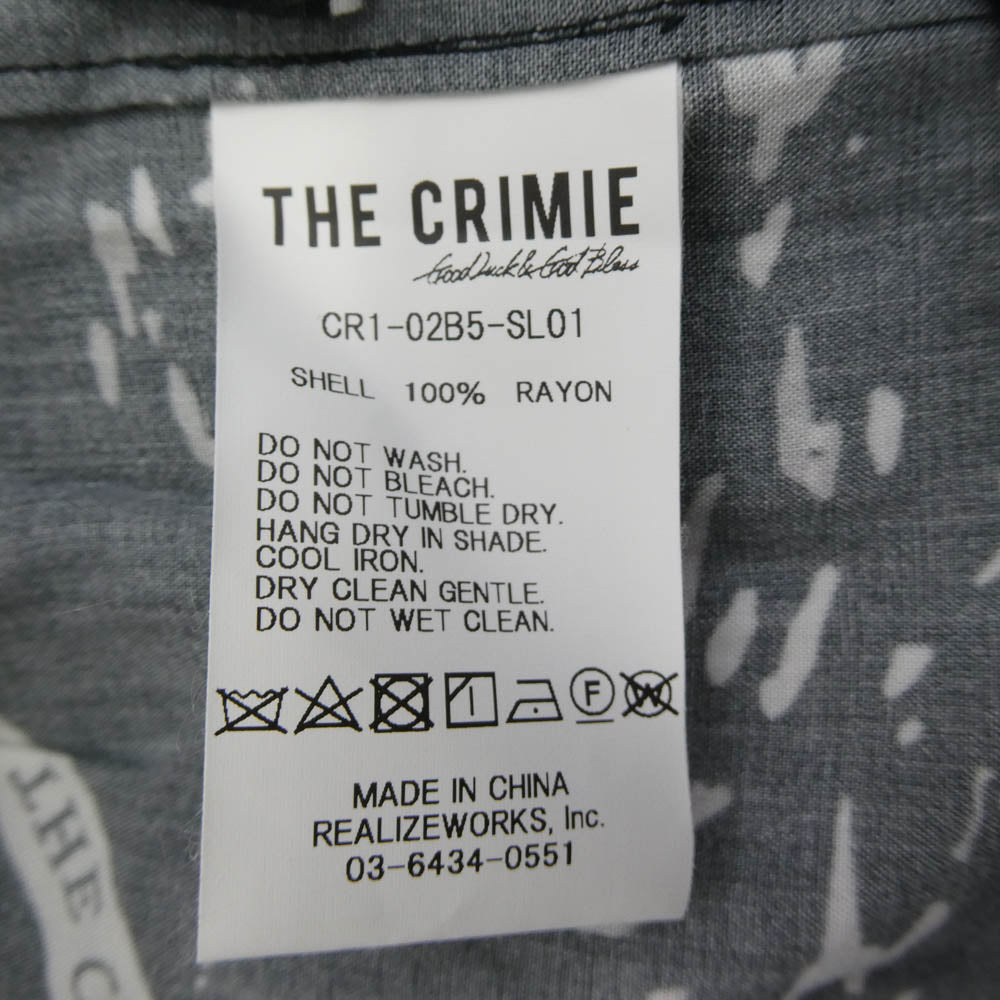 CRIMIE クライミー CR1-02B5-SL01 総柄 長袖 レーヨン オープンカラー 開襟 シャツ ブラック系 XXL【中古】