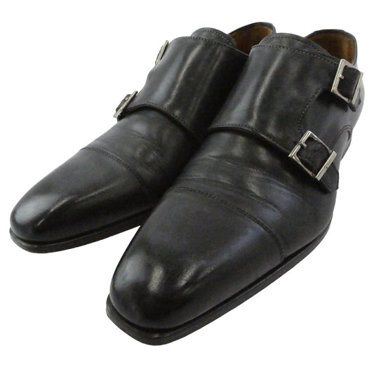 フランチェスコべニーニョ ダブルモンク レザー シューズ ブラック系 6.5【中古】