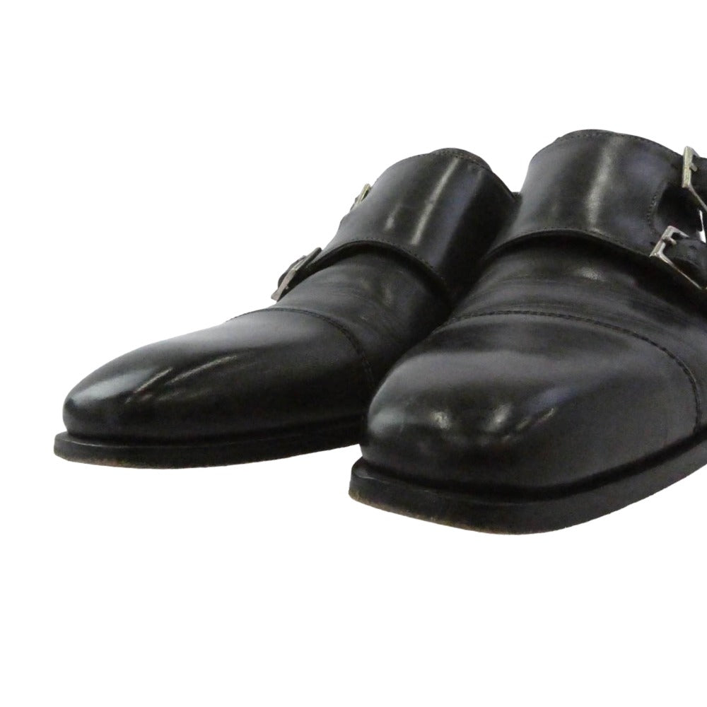 フランチェスコべニーニョ ダブルモンク レザー シューズ ブラック系 6.5【中古】