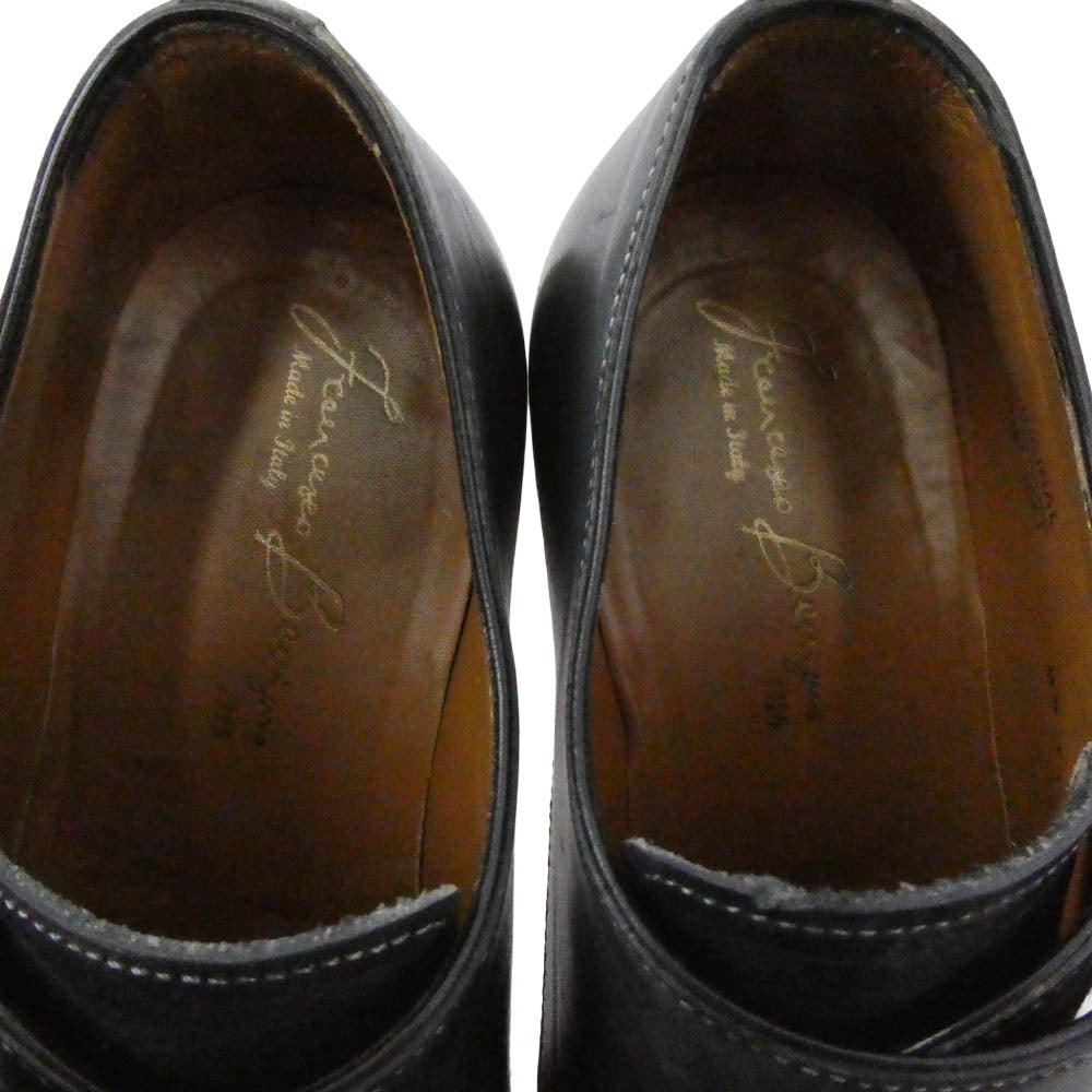 フランチェスコべニーニョ ダブルモンク レザー シューズ ブラック系 6.5【中古】