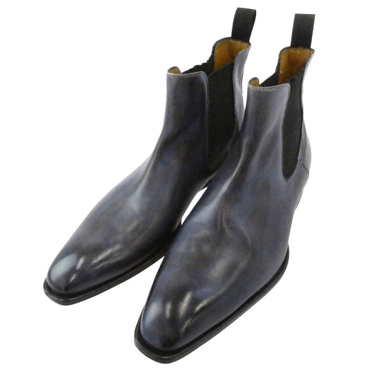 フランチェスコべニーニョ パティーヌ サイドゴア チェルシー レザー ブーツ パープル系 6.5【中古】