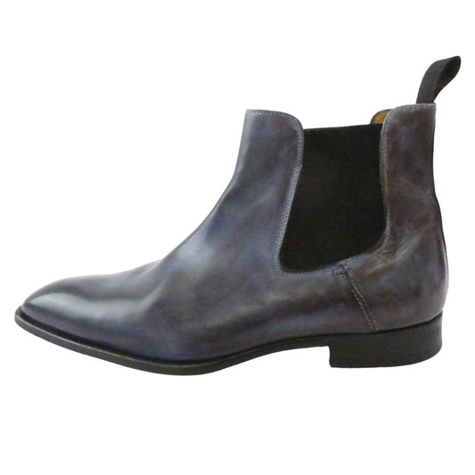 フランチェスコべニーニョ パティーヌ サイドゴア チェルシー レザー ブーツ パープル系 6.5【中古】