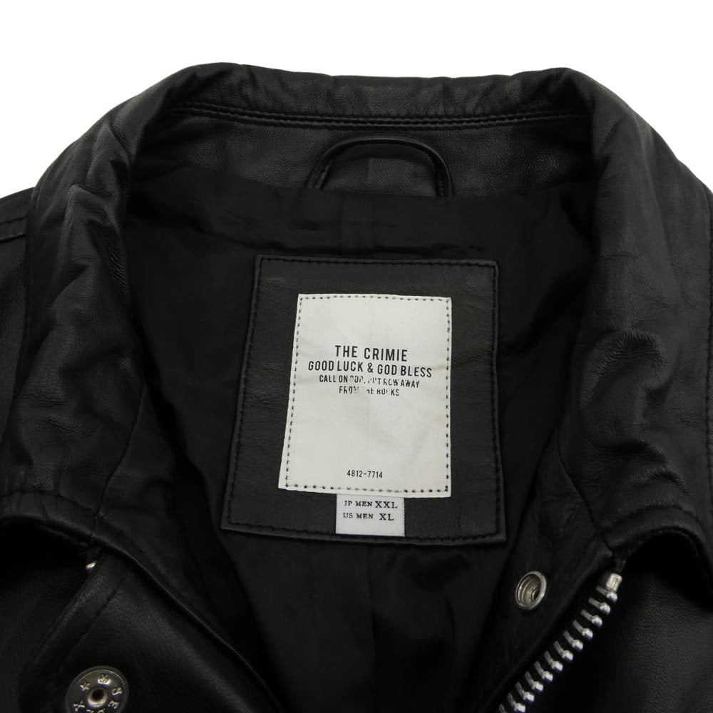 CRIMIE クライミー CR1-02A5-JK05 LAMB LEATHER SINGLE RIDERS JACKET ラムレザー ジップ ジャケット ブルゾン ブラック系 XXL【中古】