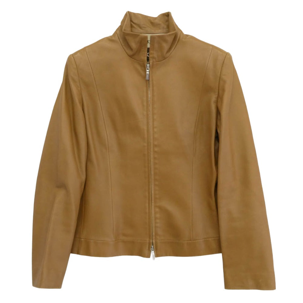 LOEWE ロエベ ラムナッパ シングル ライダース レザー ジャケット ブラウン系 40【中古】