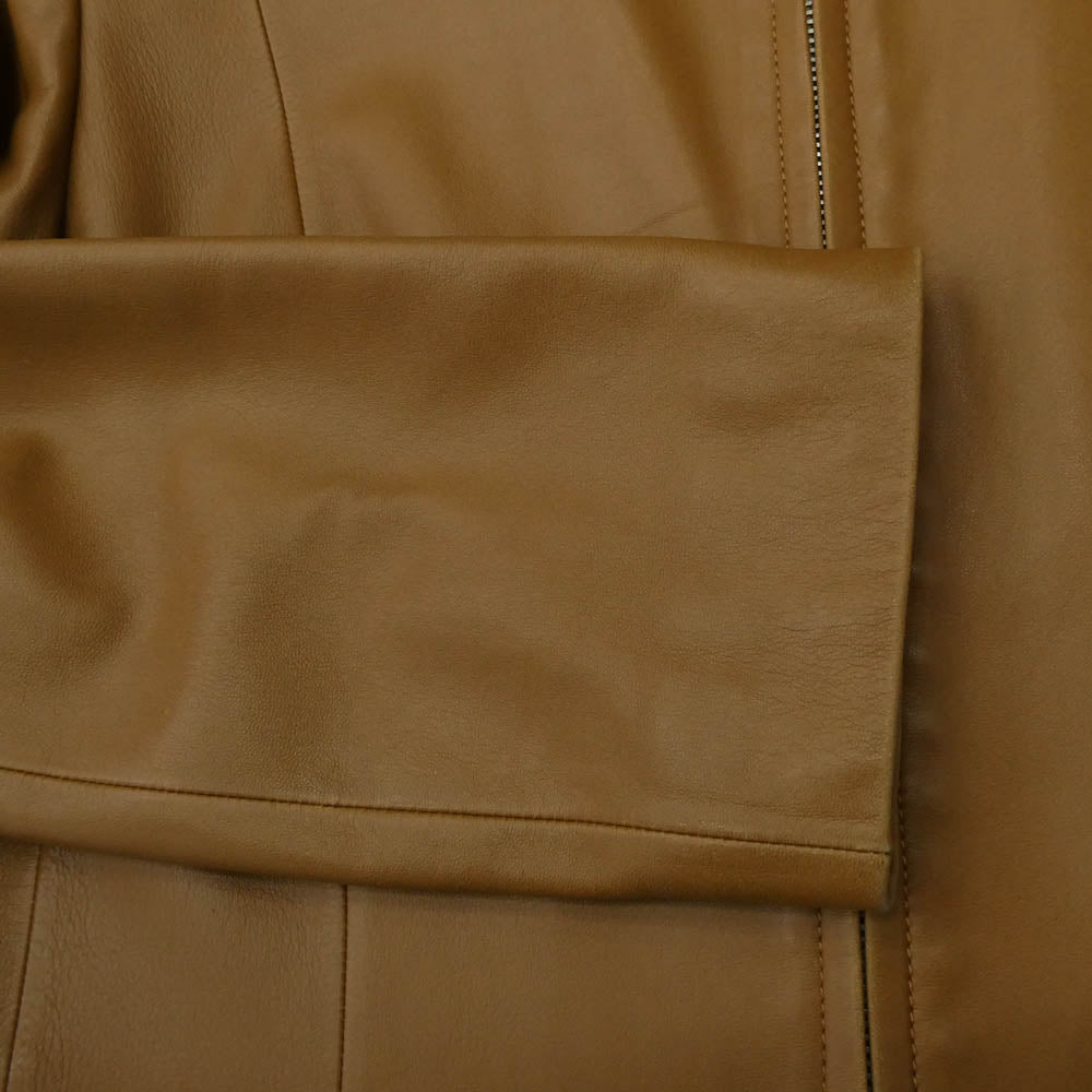 LOEWE ロエベ ラムナッパ シングル ライダース レザー ジャケット ブラウン系 40【中古】