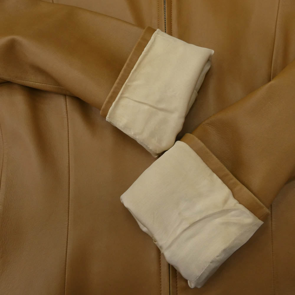 LOEWE ロエベ ラムナッパ シングル ライダース レザー ジャケット ブラウン系 40【中古】
