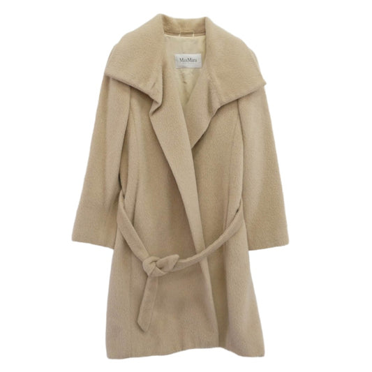 MAX MARA マックスマーラ 白タグ イタリア製 アルパカラナヴァージン ウール ガウンコート ベージュ系 36【中古】