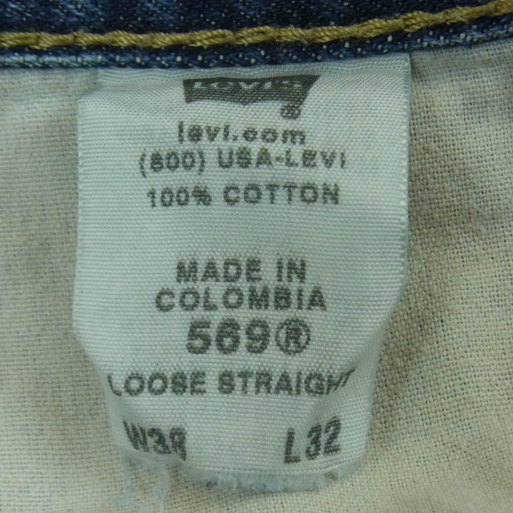 Levi's リーバイス 569 ジップフライ ルーズ ストレート デニム パンツ コロンビア製 インディゴブルー系 W38 L32【中古】