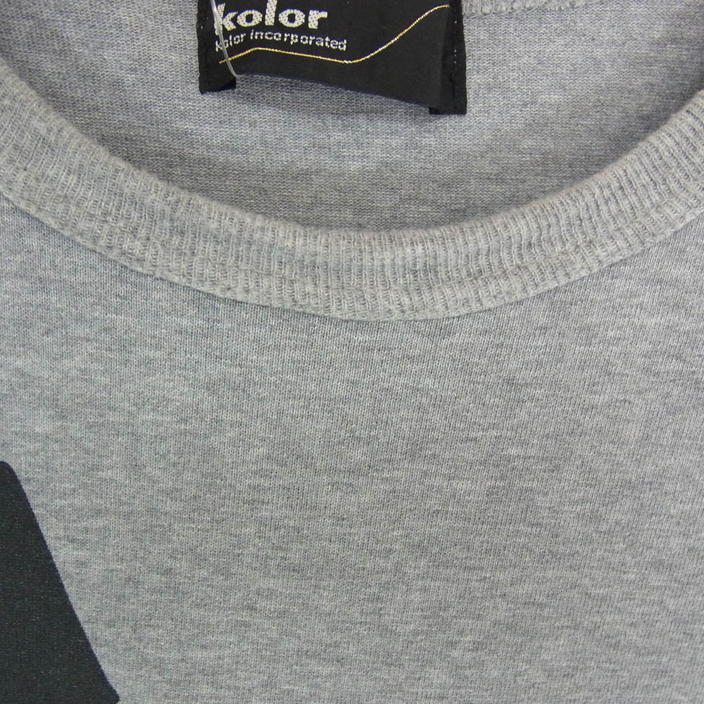 kolor カラー 度詰め ハード 天竺 プリント 半袖 Tシャツ グレー系 2【極上美品】【中古】