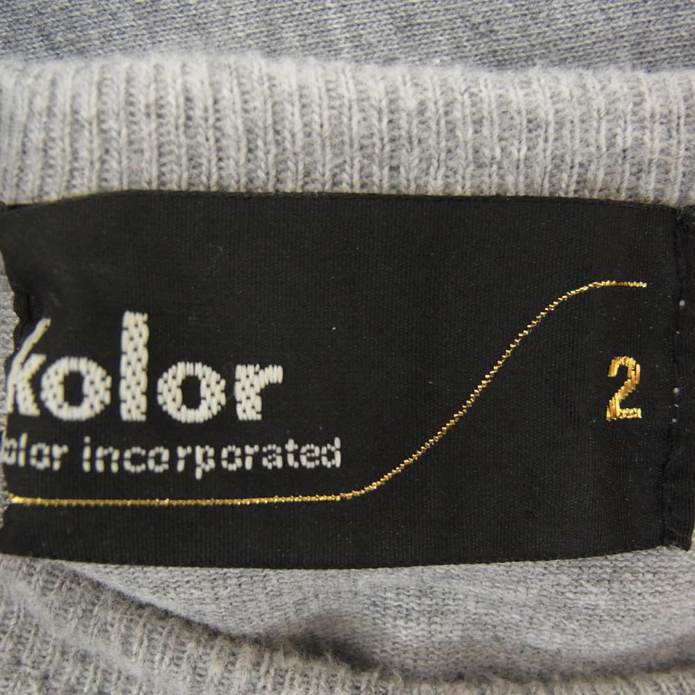 kolor カラー 度詰め ハード 天竺 プリント 半袖 Tシャツ グレー系 2【極上美品】【中古】