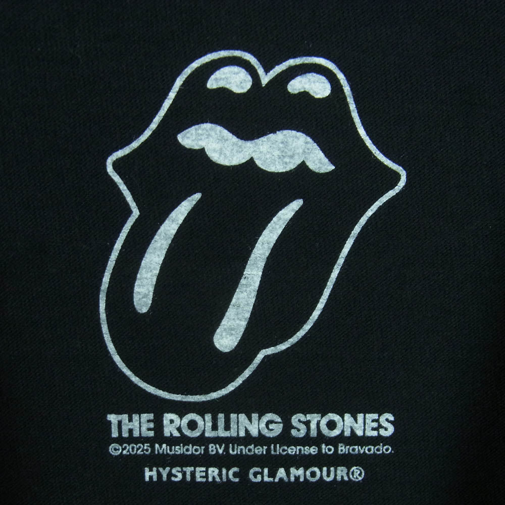 HYSTERIC GLAMOUR ヒステリックグラマー 25AW 02253CT10 THE ROLLING STONES TOUNGE DINOSAUR リップ＆タン ディノサウルス 半袖 Tシャツ ブラック系 L【新古品】【未使用】【中古】