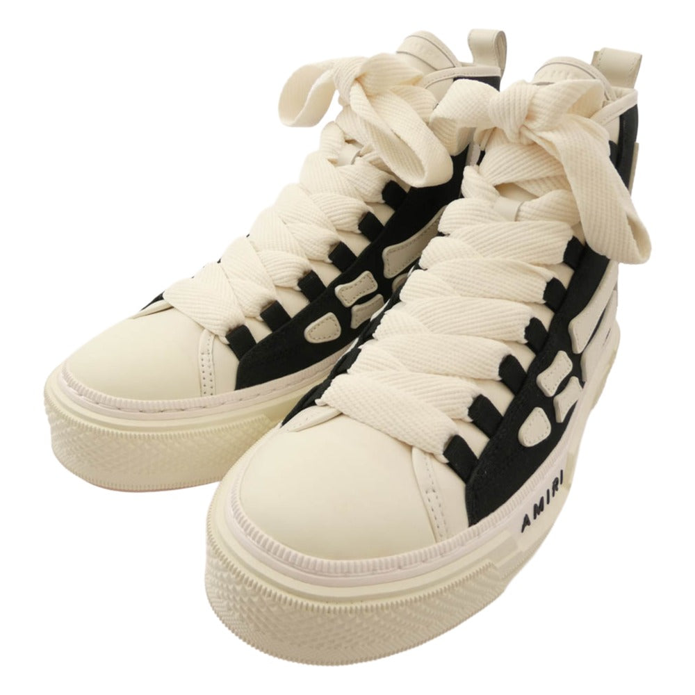 AMIRI アミリ 26SS SRAMFOSR1149 SKEL COURT HI スケルカート ハイカット スニーカー ホワイト系 ブラック系 42【極上美品】【中古】