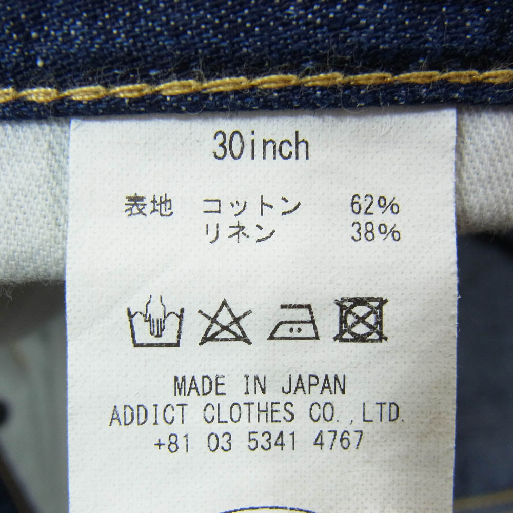 ADDICT CLOTHES アディクトクローズ ACV-P01LCD ACVM エーシーブイエム TAPERED DENIM テーパード デニム パンツ インディゴブルー系 30【中古】