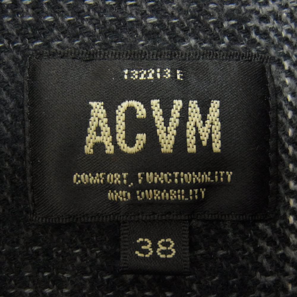 ADDICT CLOTHES アディクトクローズ ACV-SH02COM ACVM エーシーブイエム COTTON OMBRE OPEN COLLAR SHIRT オンブレ チェック オープン カラー シャツ ブラック系 38【中古】