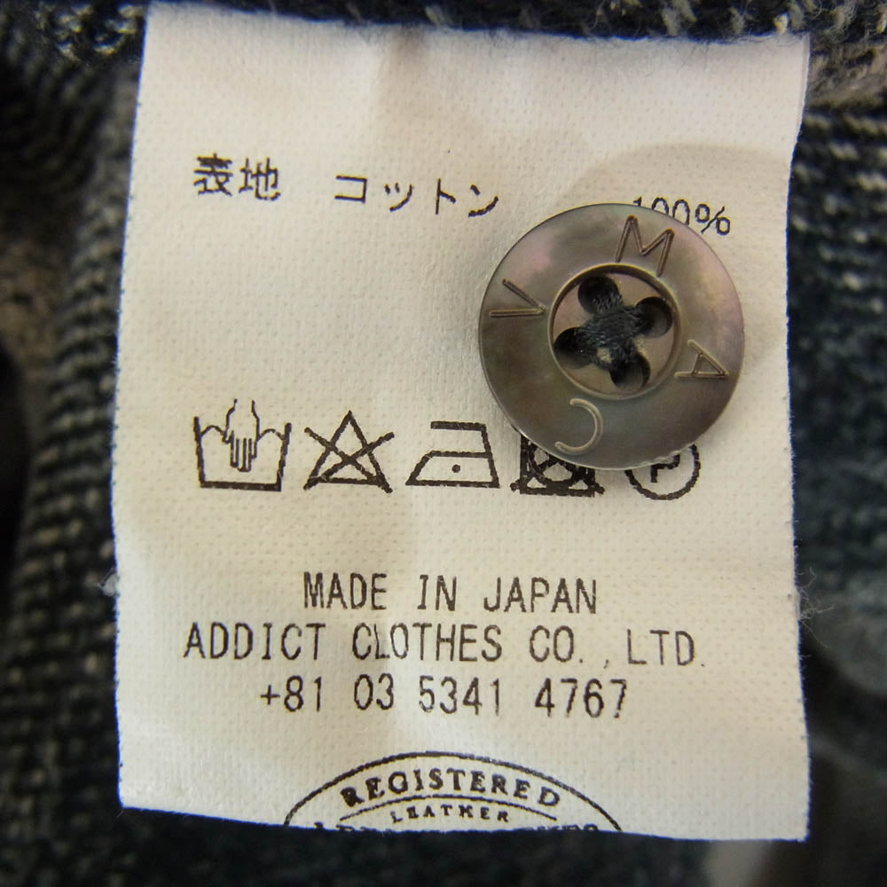 ADDICT CLOTHES アディクトクローズ ACV-SH02COM ACVM エーシーブイエム COTTON OMBRE OPEN COLLAR SHIRT オンブレ チェック オープン カラー シャツ ブラック系 38【中古】