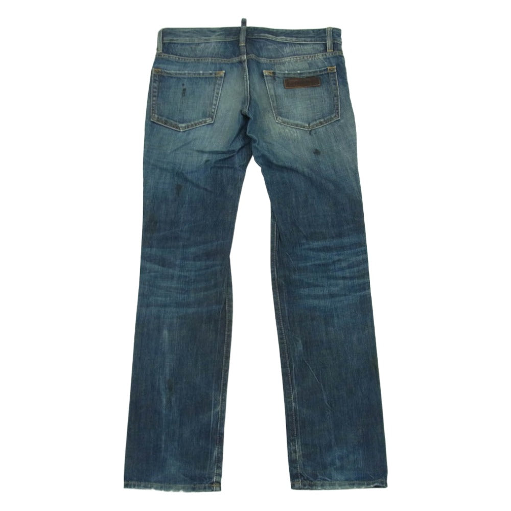 DSQUARED2 ディースクエアード S71LA0474 ダメージ ペイント クラッシュ 加工 デニム パンツ インディゴブルー系 46【中古】
