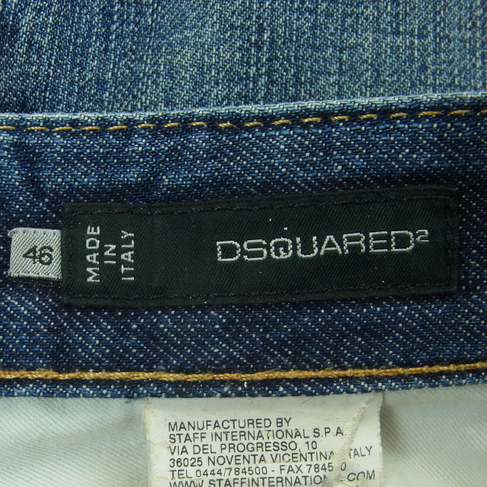 DSQUARED2 ディースクエアード S71LA0474 ダメージ ペイント クラッシュ 加工 デニム パンツ インディゴブルー系 46【中古】