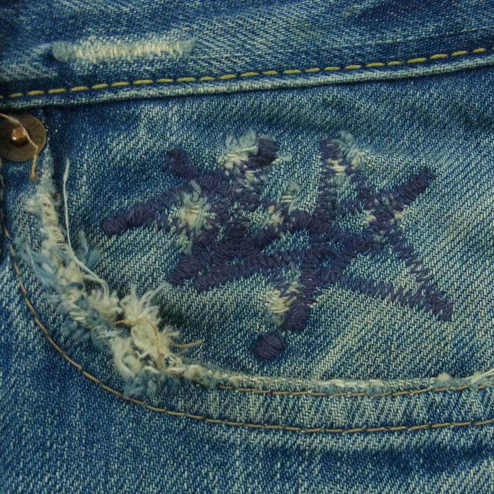 HYSTERIC GLAMOUR ヒステリックグラマー SP加工 小窓 セルビッチ スタッズ デニム パンツ 日本製 インディゴブルー系 30【中古】