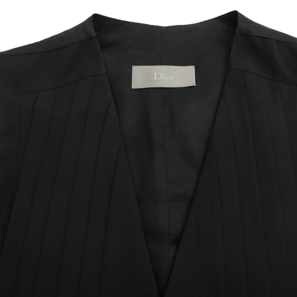 DIOR HOMME ディオールオム 08SS 8E3160330559 クリスヴァンアッシュ期 プリーツ加工 ジレ ベスト ブラック系 44【中古】
