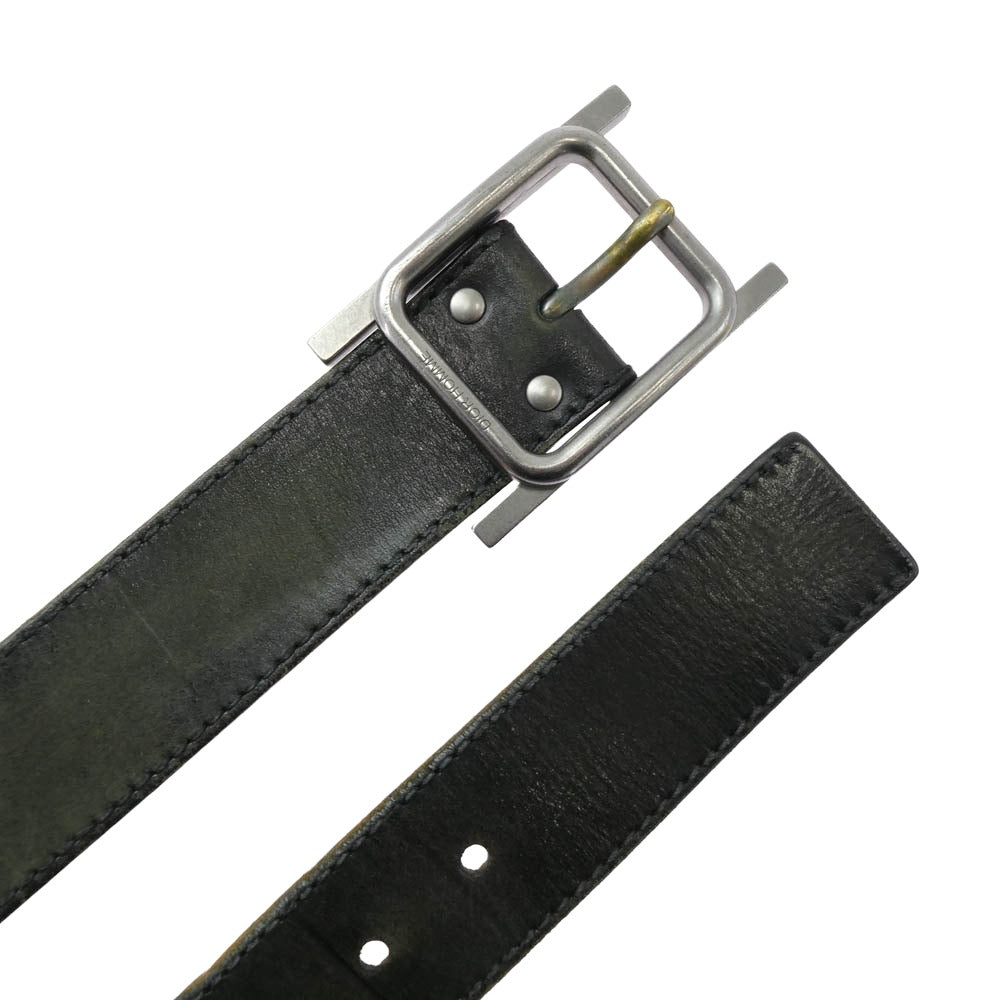 DIOR HOMME ディオールオム 05AW エディ期 グラムロック期 Hバックル レザー ベルト ブラック系 80【中古】
