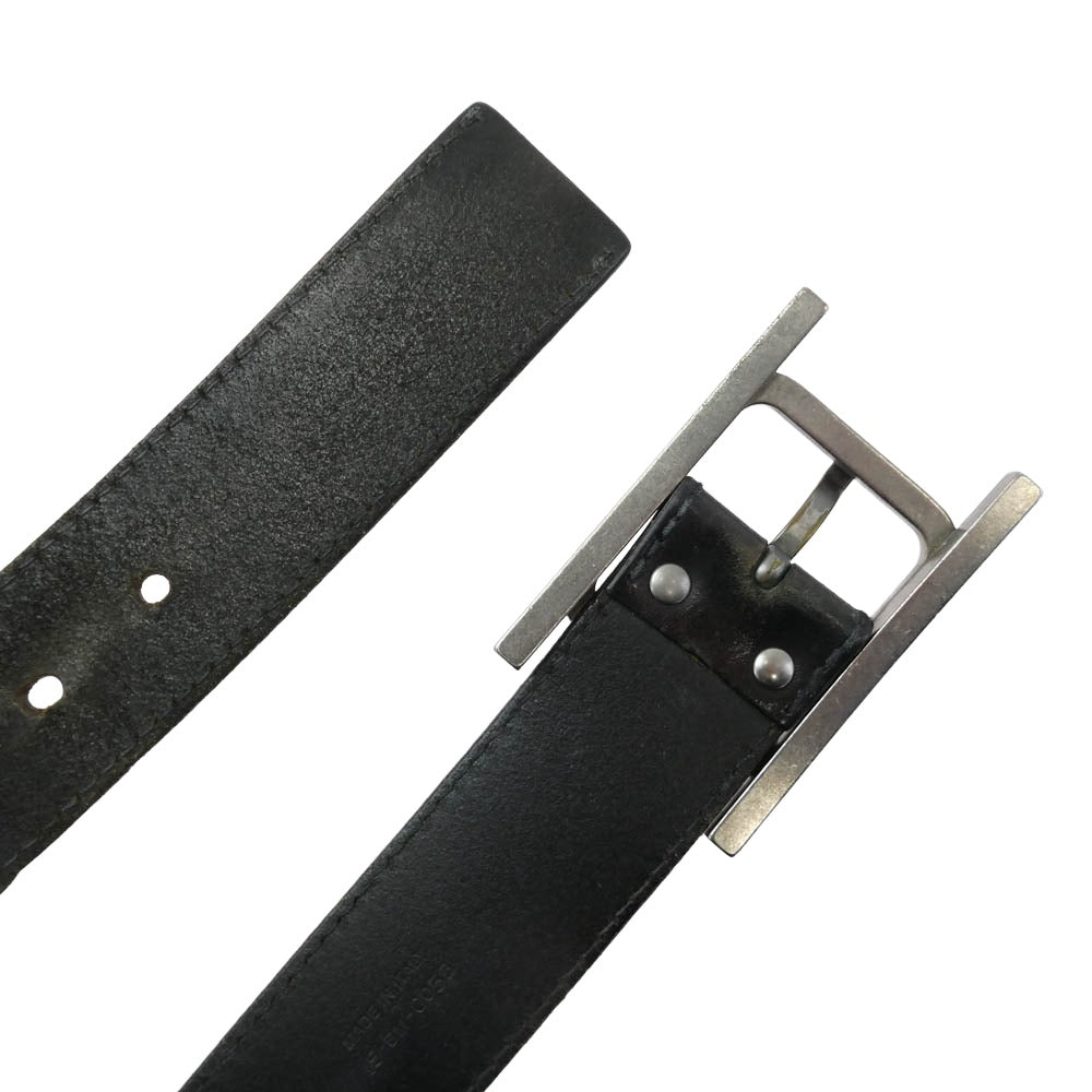 DIOR HOMME ディオールオム 05AW エディ期 グラムロック期 Hバックル レザー ベルト ブラック系 80【中古】