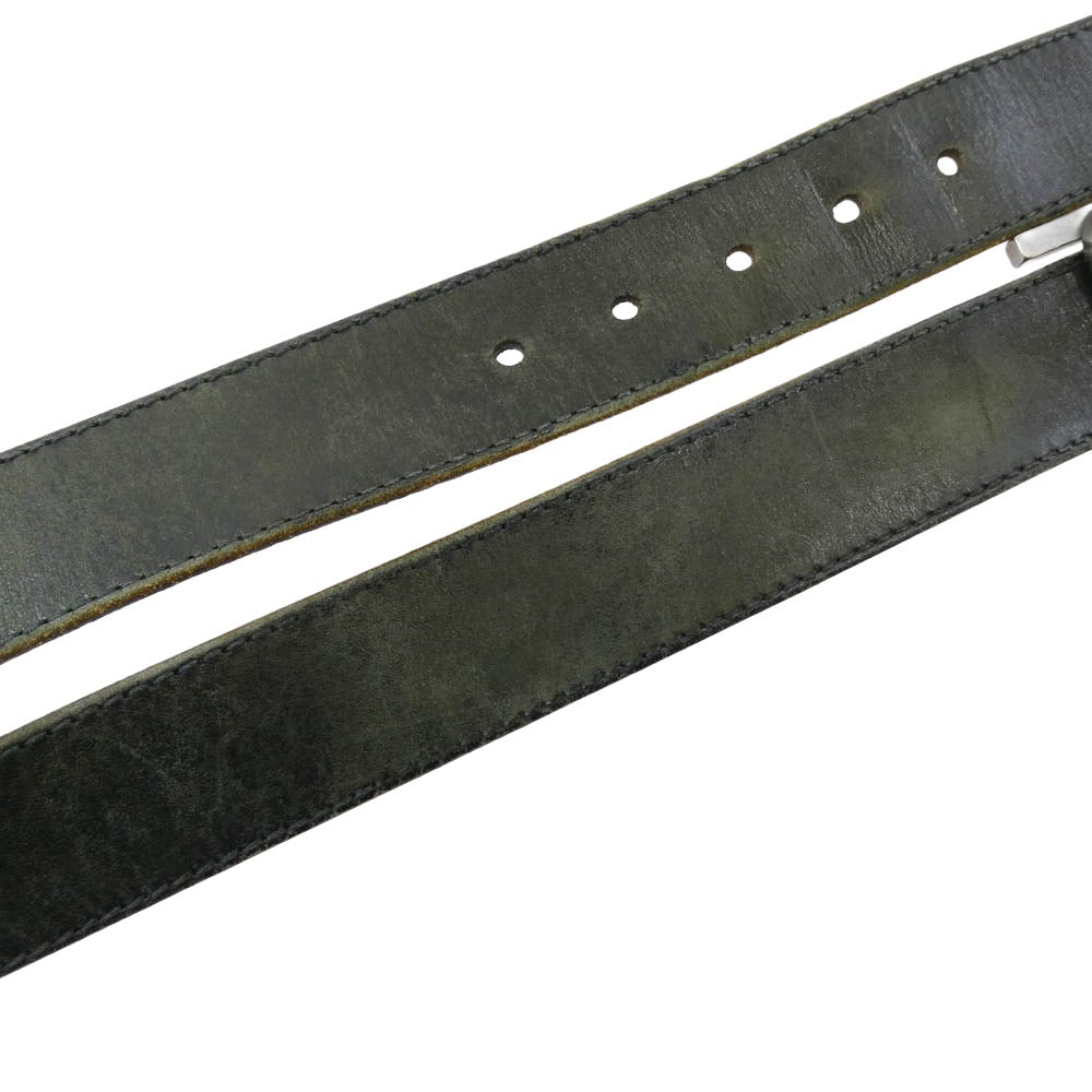 DIOR HOMME ディオールオム 05AW エディ期 グラムロック期 Hバックル レザー ベルト ブラック系 80【中古】