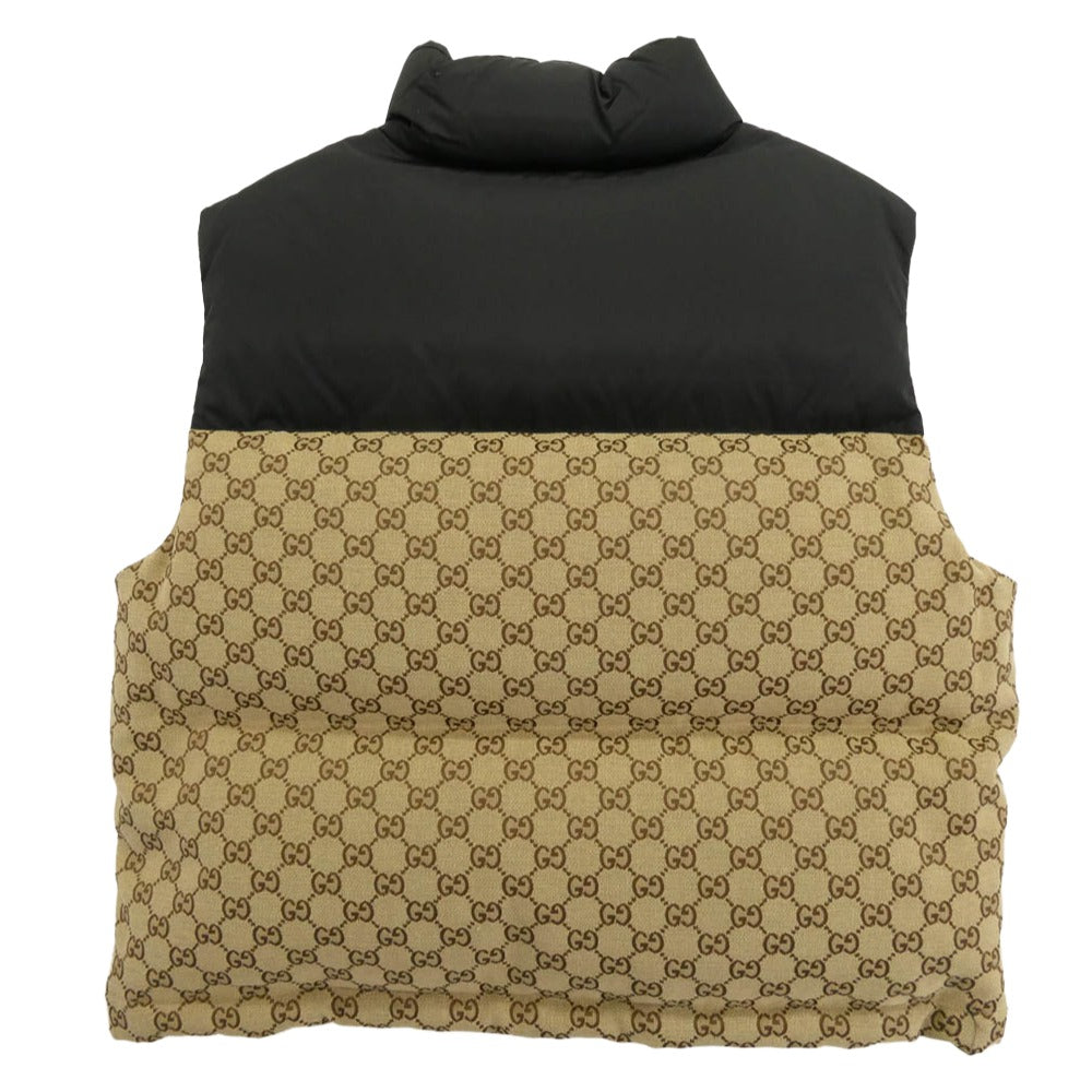 GUCCI グッチ 774910 Z9AAT Cotton Vest GG コットン キャンバス ダウン ベスト 40 ブラウン系 ブラック系 40【極上美品】【中古】