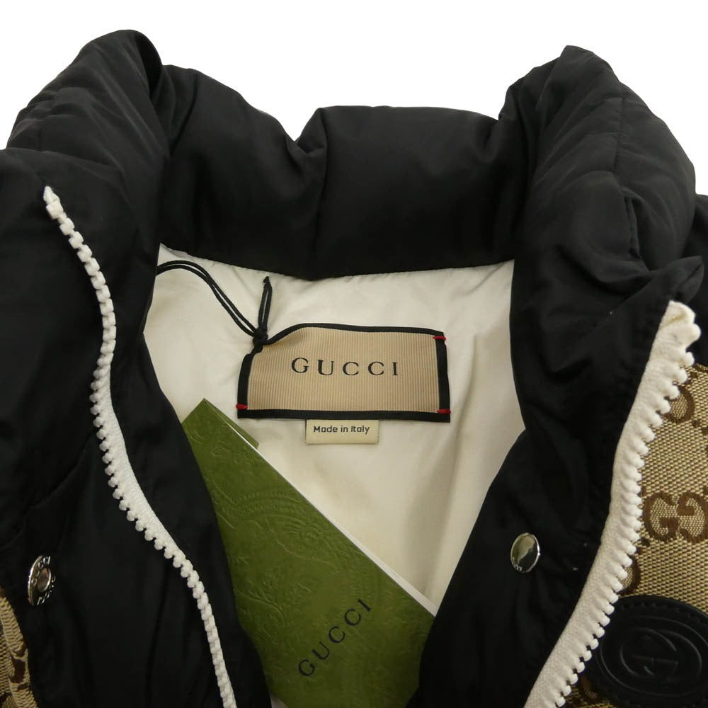 GUCCI グッチ 774910 Z9AAT Cotton Vest GG コットン キャンバス ダウン ベスト 40 ブラウン系 ブラック系 40【極上美品】【中古】