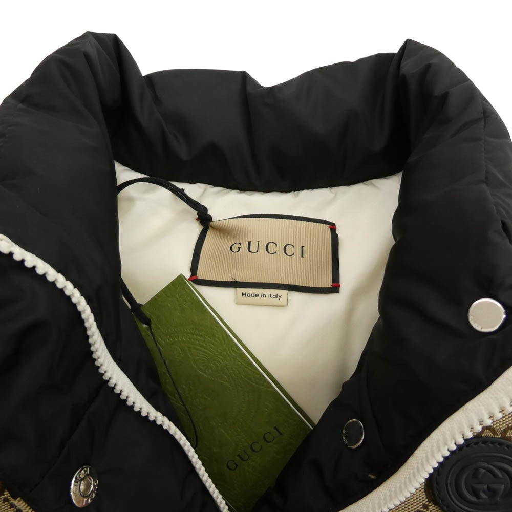 GUCCI グッチ 774910 Z9AAT Cotton Vest GG コットン キャンバス ダウン ベスト 36 ブラウン系 ブラック系 36【極上美品】【中古】
