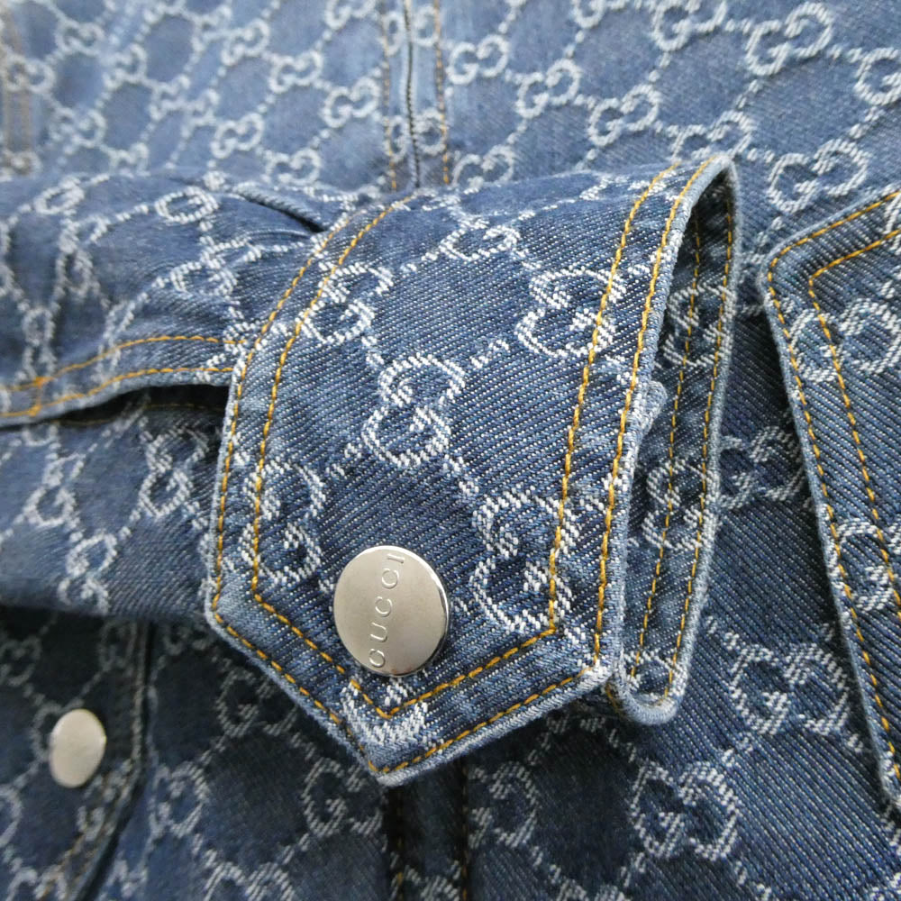 GUCCI グッチ 25SS 815185 XDC9I Denim Jacket GGデニム ジャカード デニム ジャケット インディゴブルー系 38【極上美品】【中古】